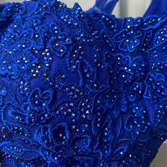Royal Blue Scoop Neck Tight Homecoming Dresses with Lace Beading - Picture 7 of 7